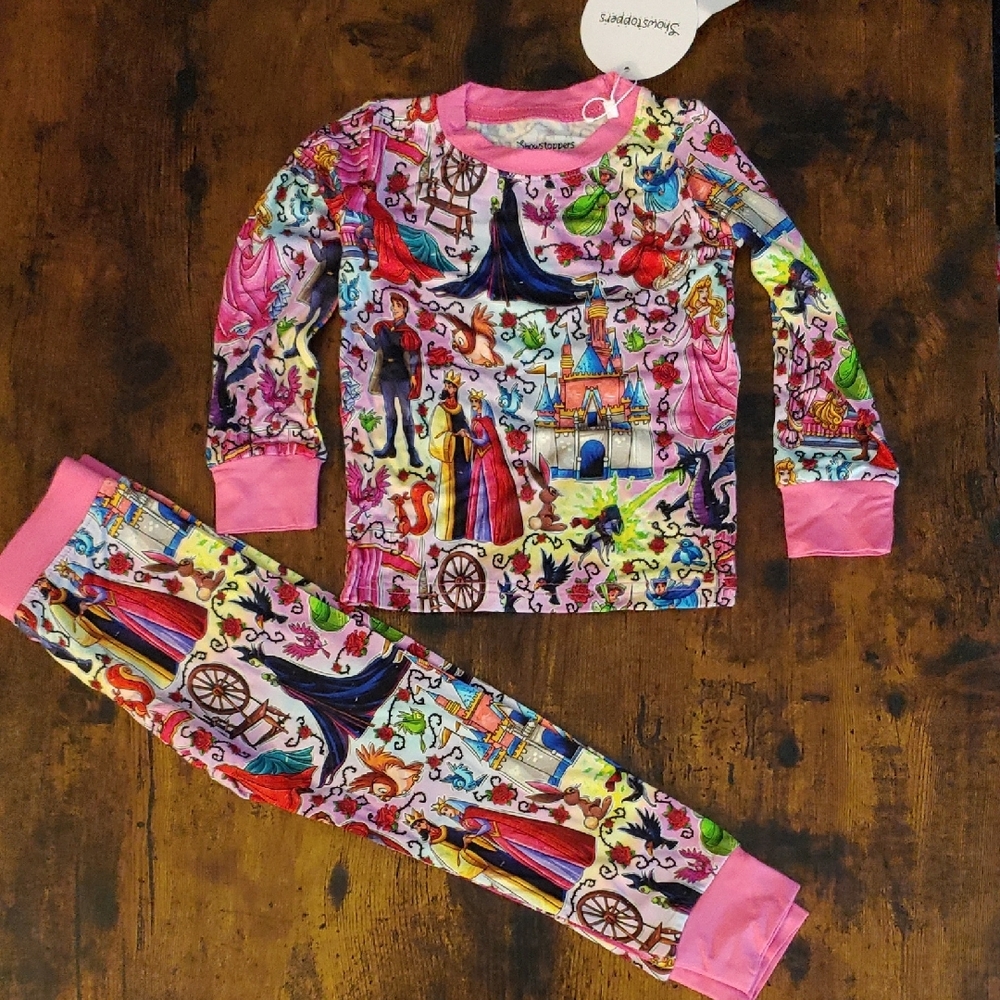 BNWT Showstoppers 12-18 mo Girls princess print 2pc viscose set long sleeve